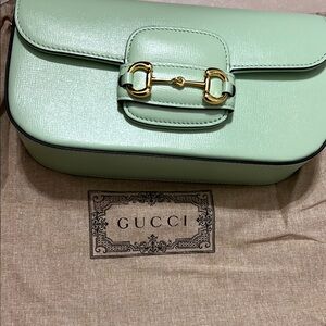 Gucci Green and Gold Crossbody Bag with Signature Horsebit